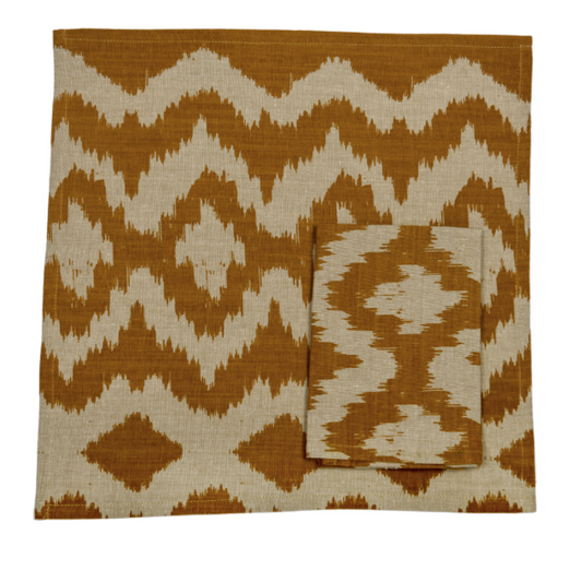 Ikat napkins mustard - set of four